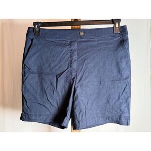 Rafaella Womens Navy Blue Casual Denim Style Shorts Size 16 Flat Front